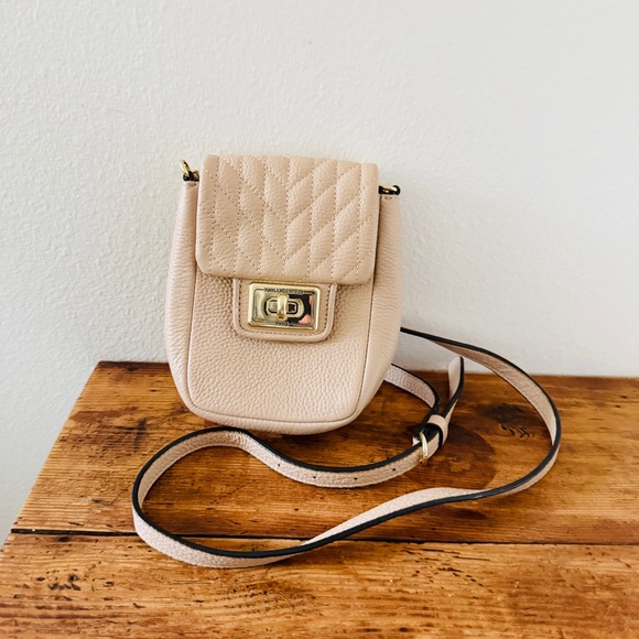 Karl Lagerfeld Agyness Paris Leather Blush Crossbody Bag in Shell - Picture 2 of 10